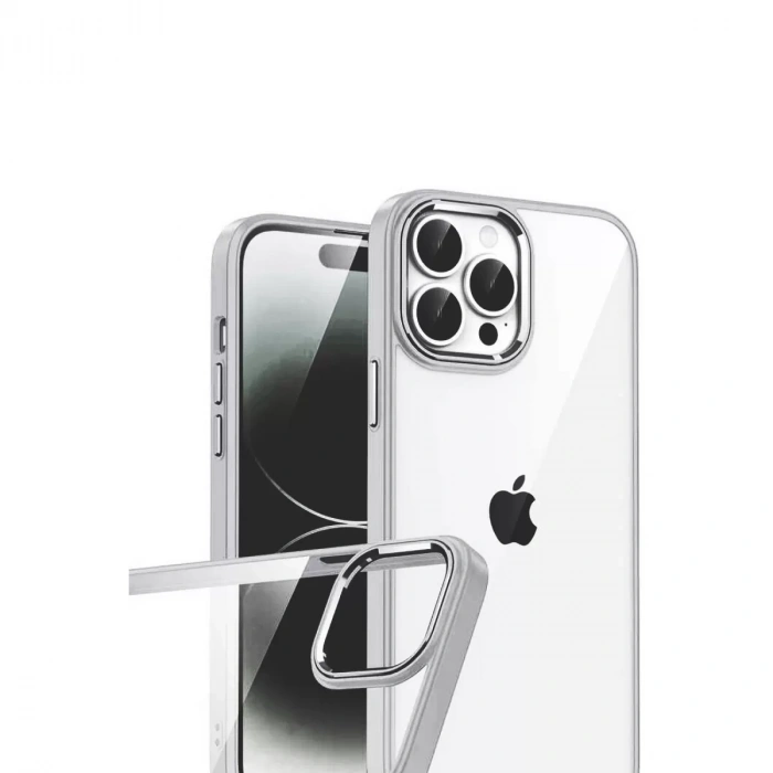İphone 15 Pro Max Razer Lensli Silikon - Gümüş