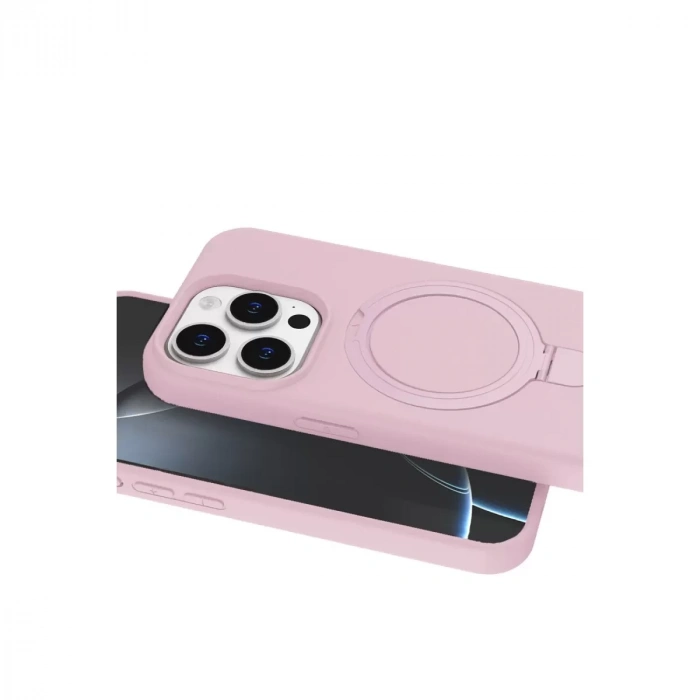 İphone 15 Pro Max Regal Magsafe Standlı Kapak - Açık Pembe