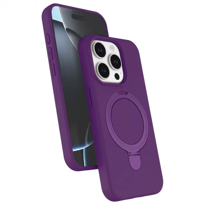 İphone 15 Pro Max Regal Magsafe Standlı Kapak - Derin Mor