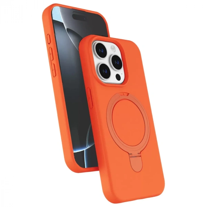 İphone 15 Pro Max Regal Magsafe Standlı Kapak - Turuncu