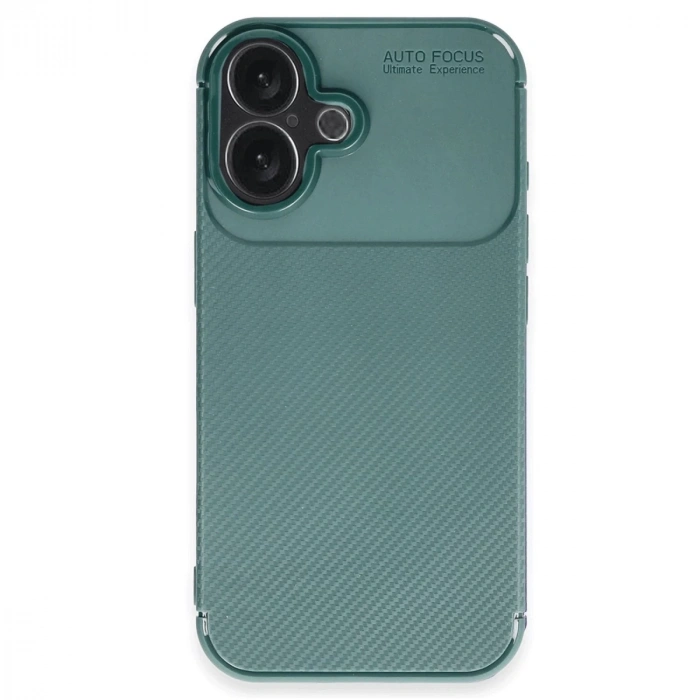 İphone 16 Kılıf Auto Focus Karbon Kapak - Koyu Yeşil