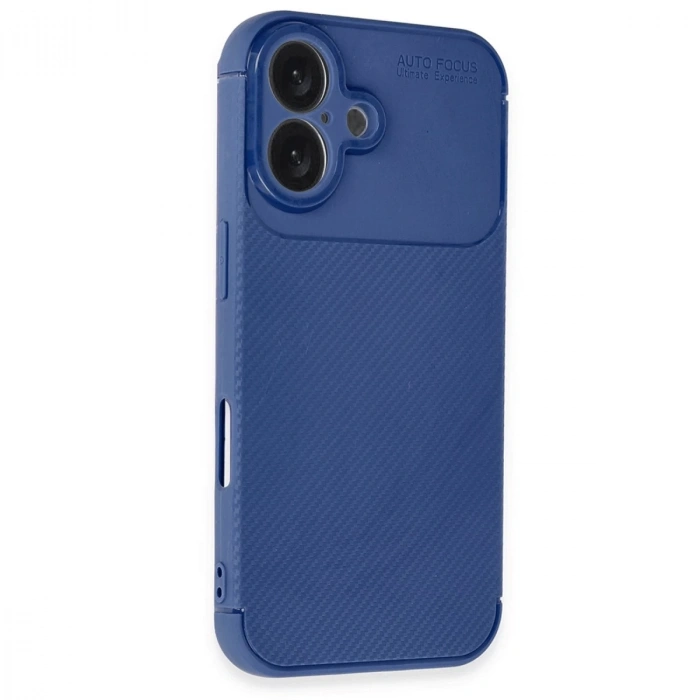 İphone 16 Kılıf Auto Focus Karbon Kapak - Lacivert
