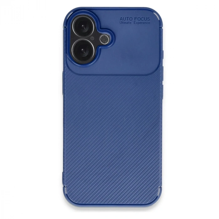 İphone 16 Kılıf Auto Focus Karbon Kapak - Lacivert