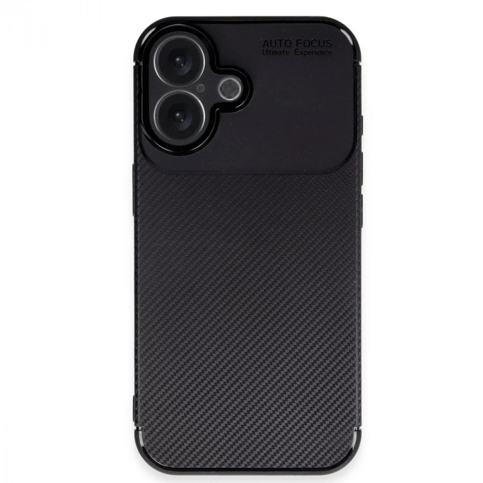 İphone 16 Kılıf Auto Focus Karbon Kapak - Siyah