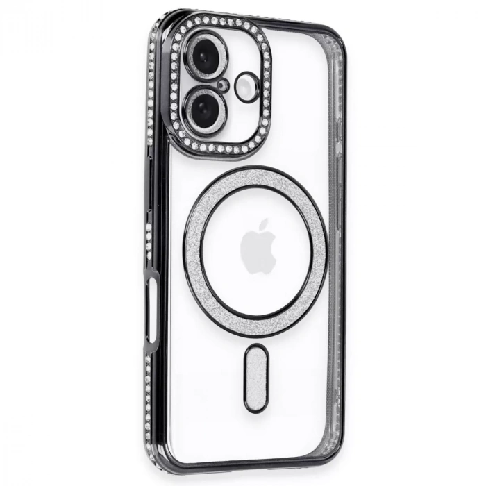 İphone 16 Kılıf Joke Simli Magneticsafe Kılıf - Siyah