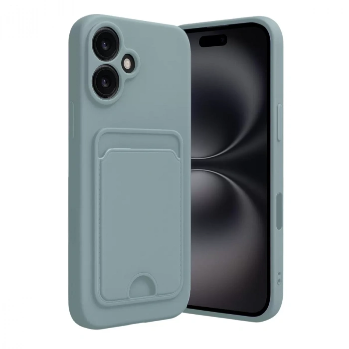 İphone 16 Kılıf Kelvin Kartvizitli Silikon - Açık Yeşil