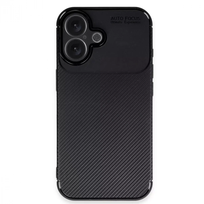 İphone 16 Plus Kılıf Auto Focus Karbon Kapak - Siyah