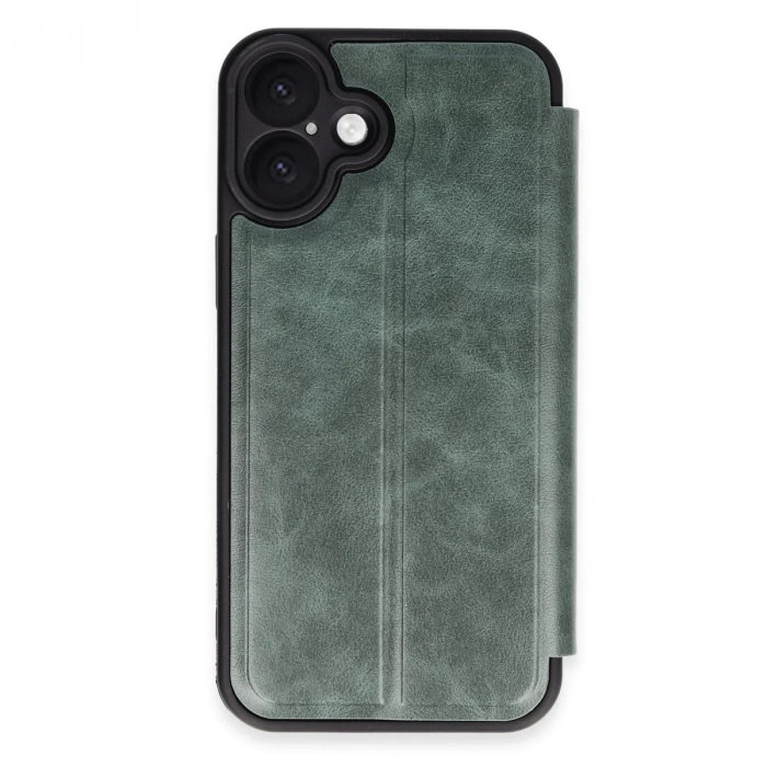 İphone 16 Plus Kılıf Flip Cover - Koyu Yeşil