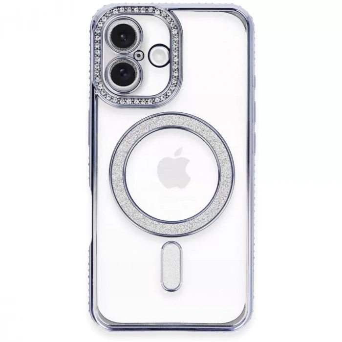 İphone 16 Plus Kılıf Joke Simli Magneticsafe Kılıf - Mavi