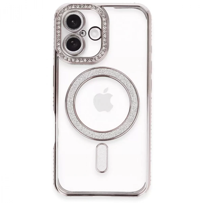 İphone 16 Plus Kılıf Joke Simli Magneticsafe Kılıf - Pembe