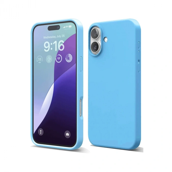 İphone 16 Plus Kılıf Nano İçi Kadife Silikon - Mavi