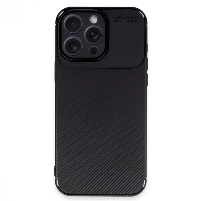 İphone 16 Pro Kılıf Auto Focus Karbon Kapak - Siyah