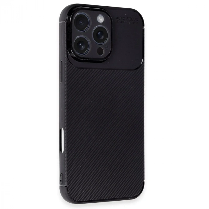 İphone 16 Pro Kılıf Auto Focus Karbon Kapak - Siyah