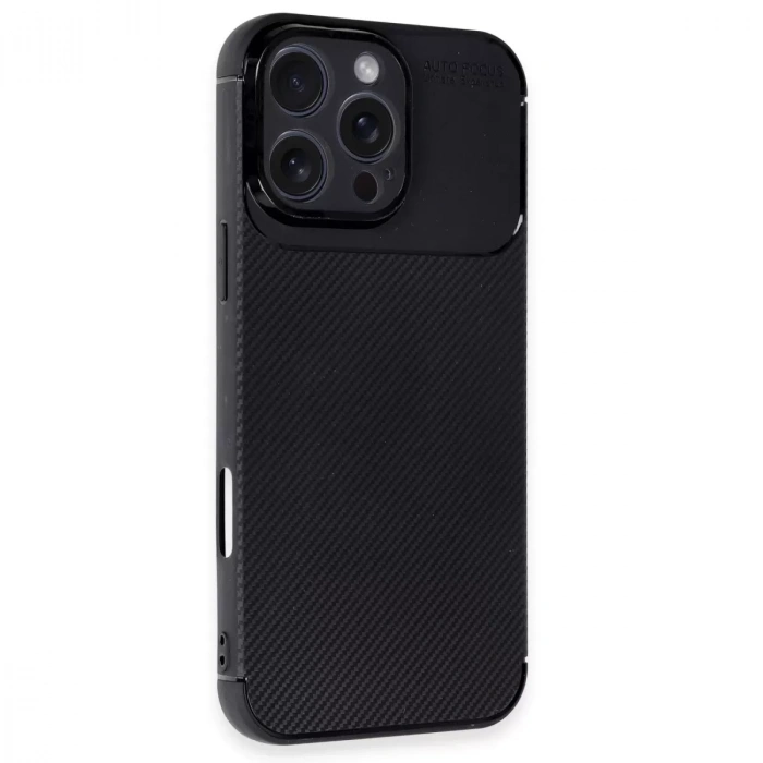 İphone 16 Pro Kılıf Auto Focus Karbon Kapak - Siyah