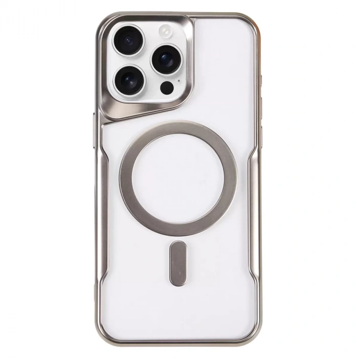 İphone 16 Pro Kılıf Boyi Magsafe Silikon Kapak - Gümüş