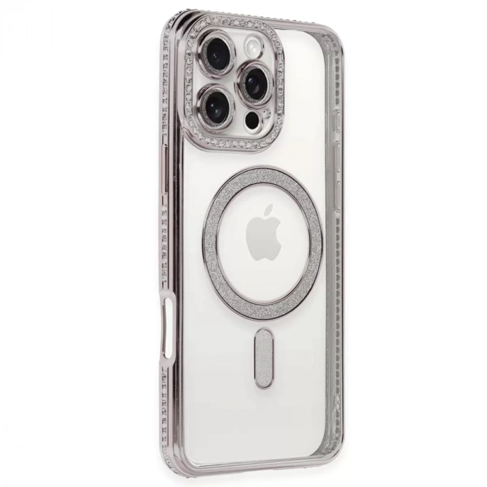 İphone 16 Pro Kılıf Joke Simli Magneticsafe Kılıf - Pembe