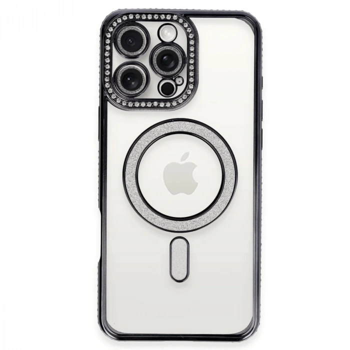 İphone 16 Pro Kılıf Joke Simli Magneticsafe Kılıf - Siyah