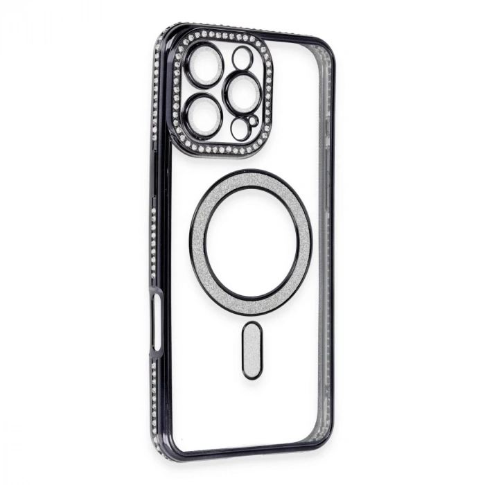 İphone 16 Pro Kılıf Joke Simli Magneticsafe Kılıf - Siyah