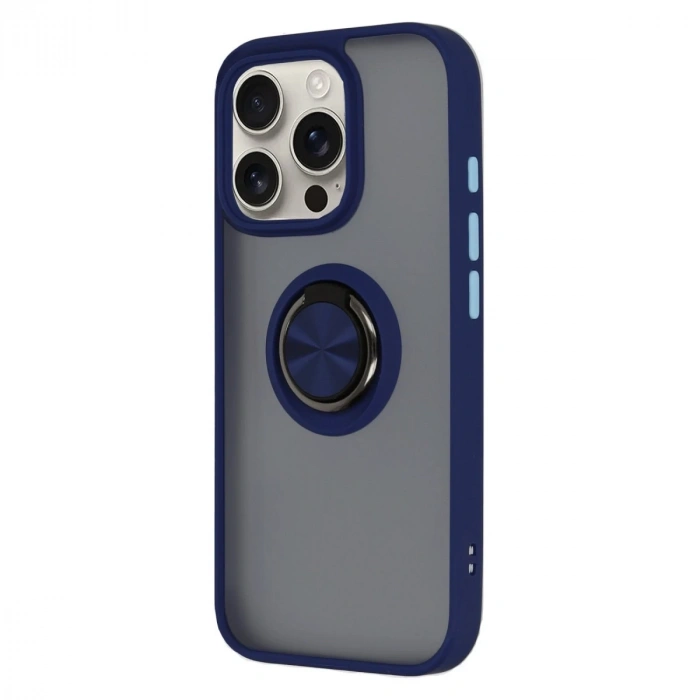 İphone 16 Pro Kılıf Montreal Yüzüklü Silikon Kapak - Lacivert