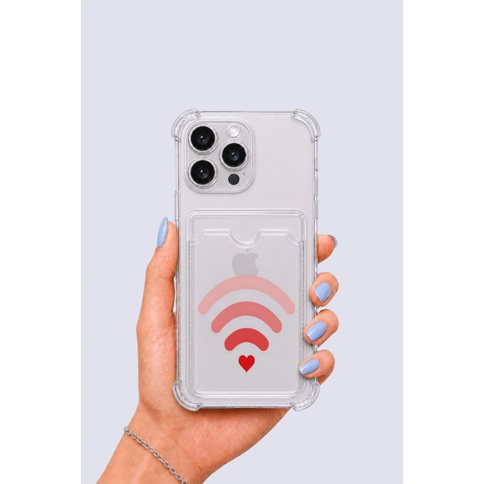 iPhone 16 Pro Max Kartlıklı Aşk Sinyali Desenli Kılıf