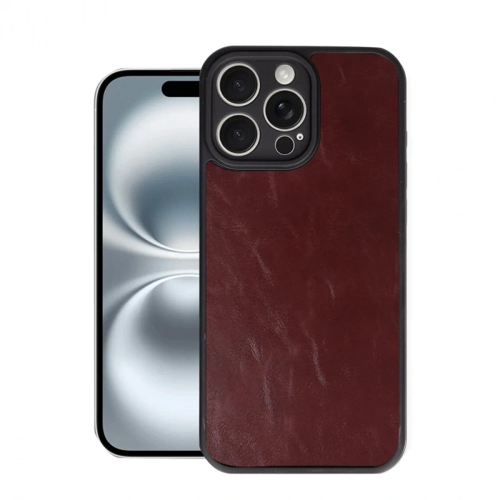 İphone 16 Pro Max Kılıf Aras Deri Kapak - Bordo