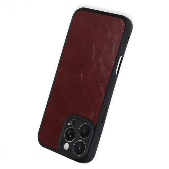 İphone 16 Pro Max Kılıf Aras Deri Kapak - Bordo