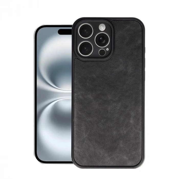 İphone 16 Pro Max Kılıf Aras Deri Kapak - Siyah