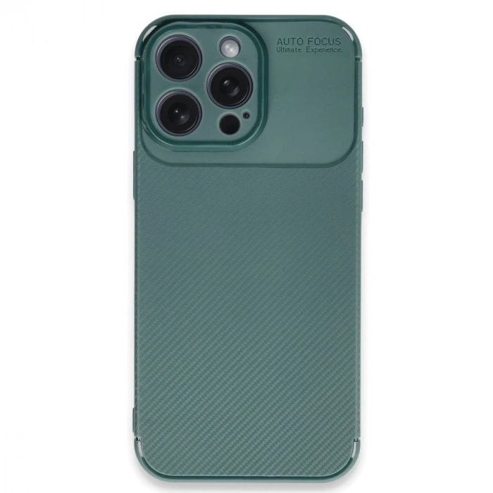 İphone 16 Pro Max Kılıf Auto Focus Karbon Kapak - Koyu Yeşil