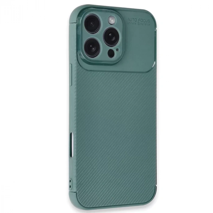 İphone 16 Pro Max Kılıf Auto Focus Karbon Kapak - Koyu Yeşil