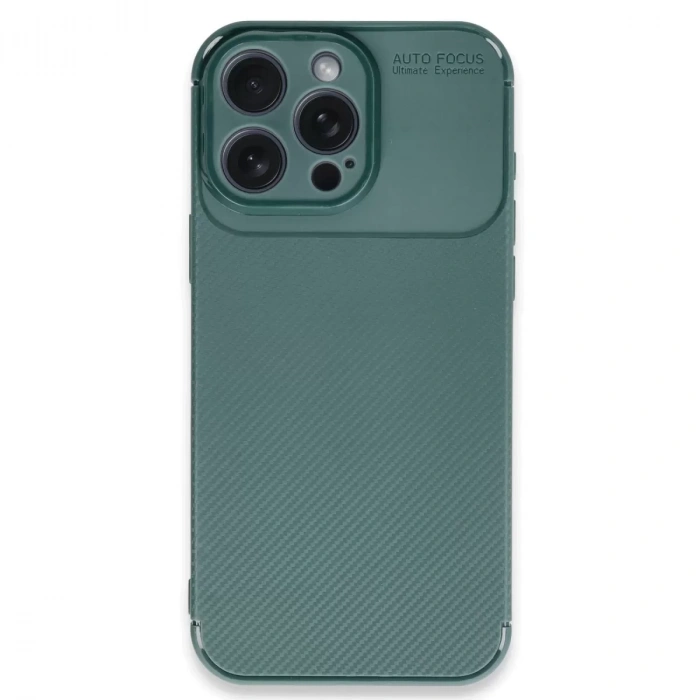 İphone 16 Pro Max Kılıf Auto Focus Karbon Kapak - Koyu Yeşil