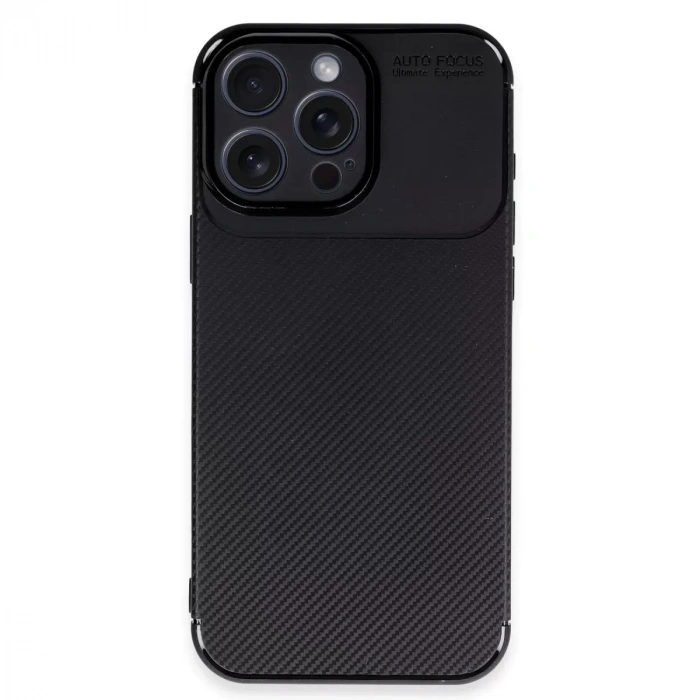 İphone 16 Pro Max Kılıf Auto Focus Karbon Kapak - Siyah