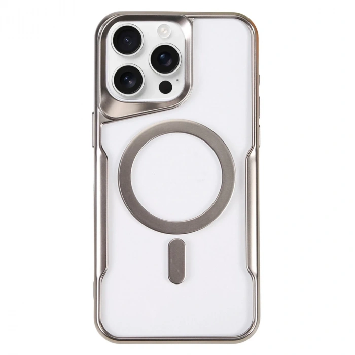 İphone 16 Pro Max Kılıf Boyi Magsafe Silikon Kapak - Gümüş