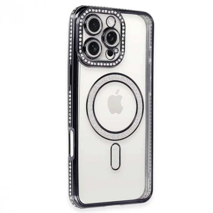 İphone 16 Pro Max Kılıf Joke Simli Magneticsafe Kılıf - Gri