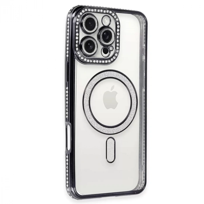 İphone 16 Pro Max Kılıf Joke Simli Magneticsafe Kılıf - Gri