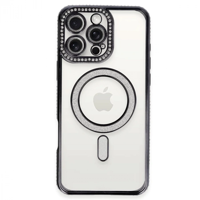 İphone 16 Pro Max Kılıf Joke Simli Magneticsafe Kılıf - Gri