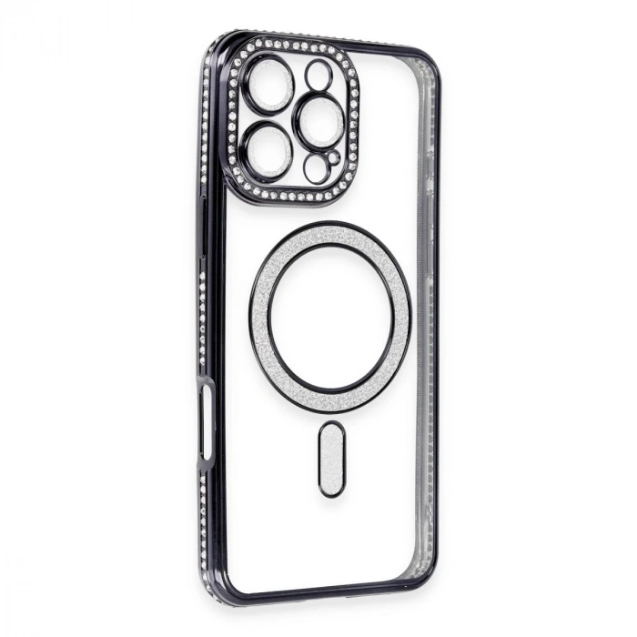 İphone 16 Pro Max Kılıf Joke Simli Magneticsafe Kılıf - Gri