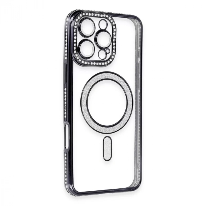 İphone 16 Pro Max Kılıf Joke Simli Magneticsafe Kılıf - Gri