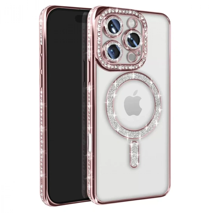 İphone 16 Pro Max Kılıf Joke Simli Magneticsafe Kılıf - Pembe