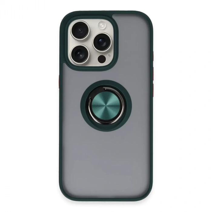 İphone 16 Pro Max Kılıf Montreal Yüzüklü Silikon Kapak - Yeşil