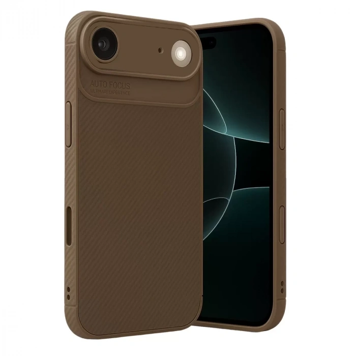 İphone 17 Air Auto Focus Karbon Kapak - Kahverengi