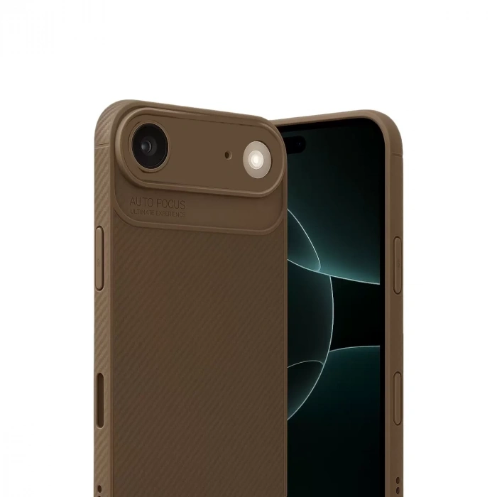 İphone 17 Air Auto Focus Karbon Kapak - Kahverengi