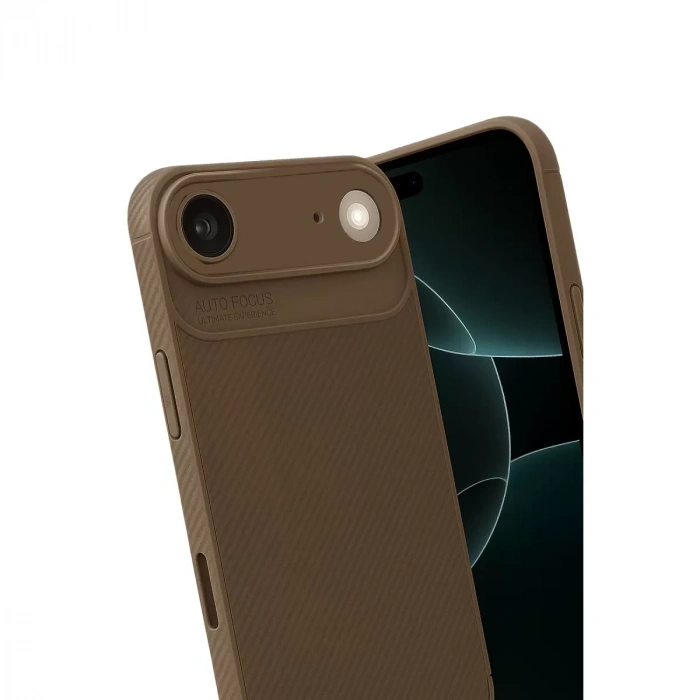 İphone 17 Air Auto Focus Karbon Kapak - Kahverengi