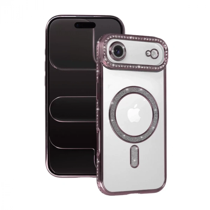 İphone 17 Air Joke Simli Magneticsafe Kılıf - Pembe