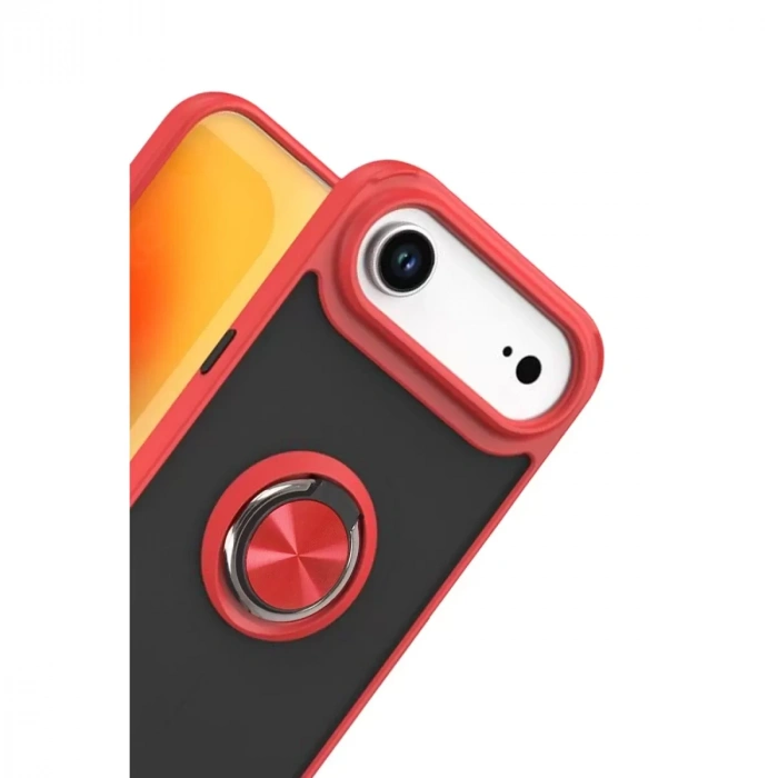 İphone 17 Air Montreal Yüzüklü Silikon Kapak - Kırmızı