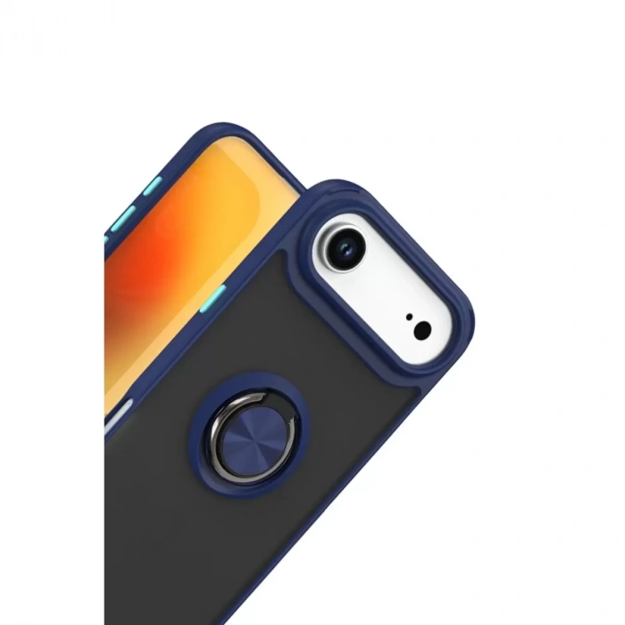 İphone 17 Air Montreal Yüzüklü Silikon Kapak - Lacivert