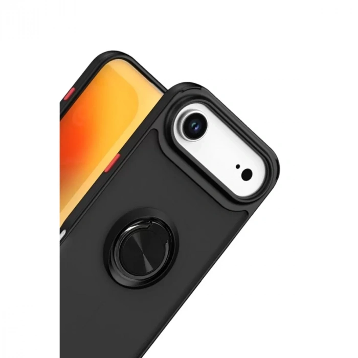 İphone 17 Air Montreal Yüzüklü Silikon Kapak - Siyah