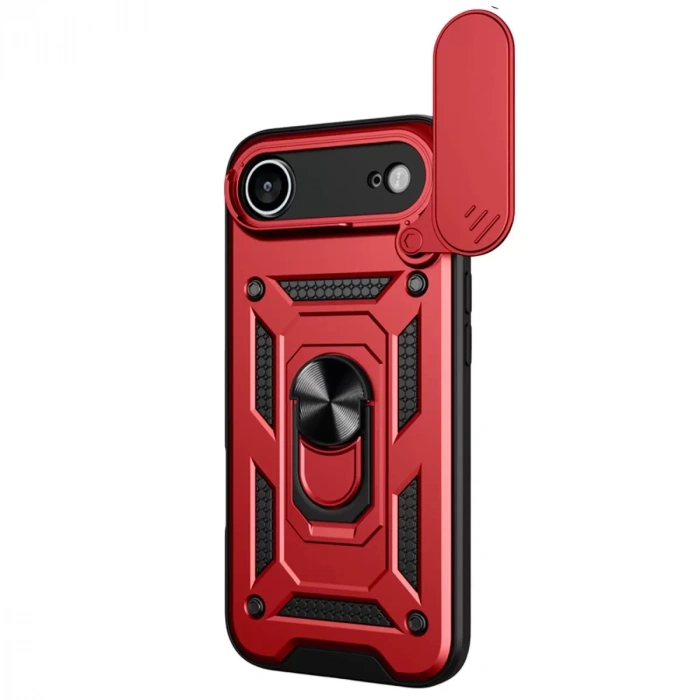 İphone 17 Air Pars Lens Yüzüklü Silikon - Kırmızı