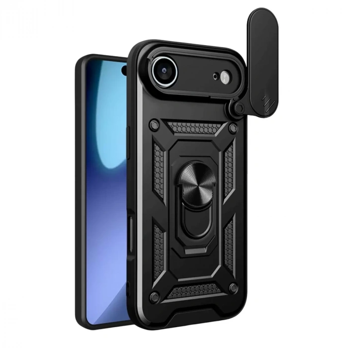 İphone 17 Air Pars Lens Yüzüklü Silikon - Siyah