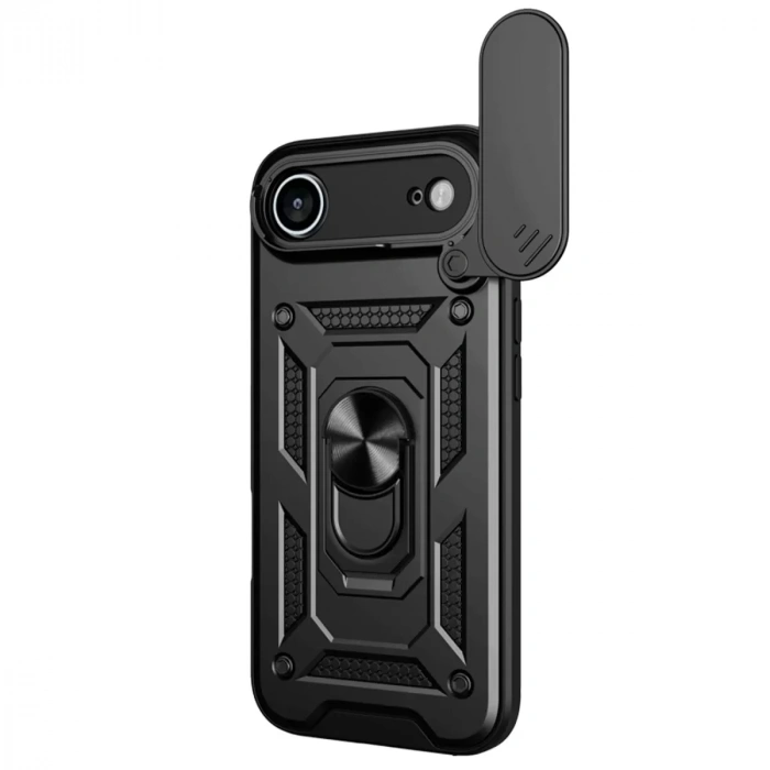 İphone 17 Air Pars Lens Yüzüklü Silikon - Siyah