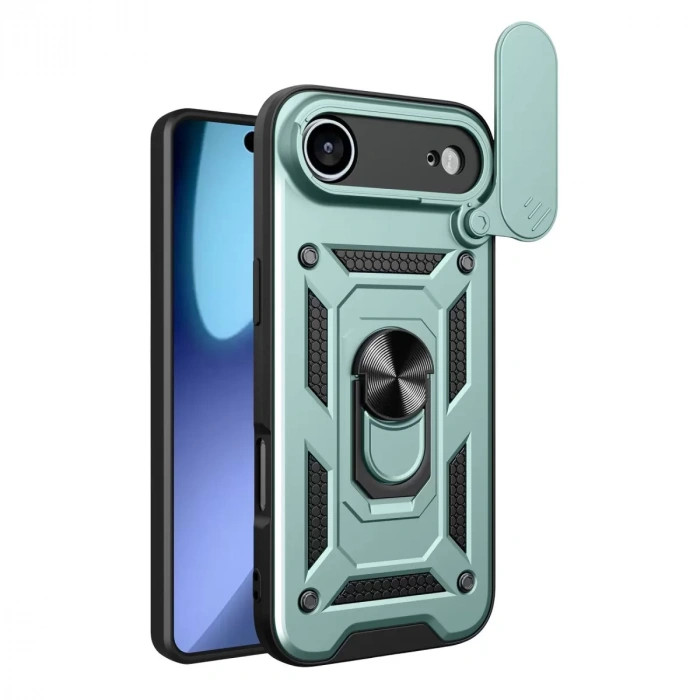 İphone 17 Air Pars Lens Yüzüklü Silikon - Yeşil